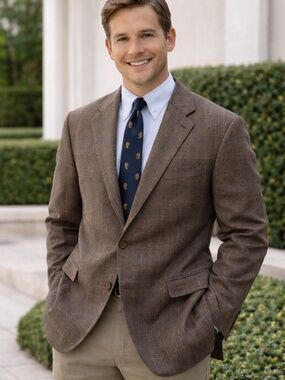 Lauren Ralph Lauren Brown Plaid Blazer Preppy Classic Career Core 42 Old Money